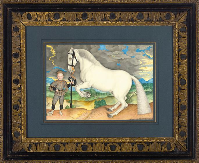 A Rearing White Horse Held by a Boy  | MasterArt
